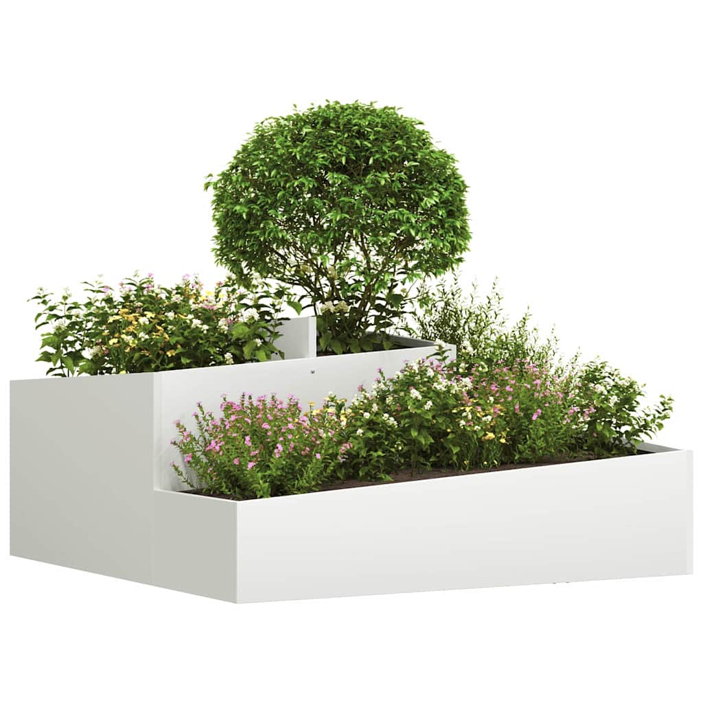 Tuin Bloempot Wit 100 x 100 x 50 cm Koudgewalst staal