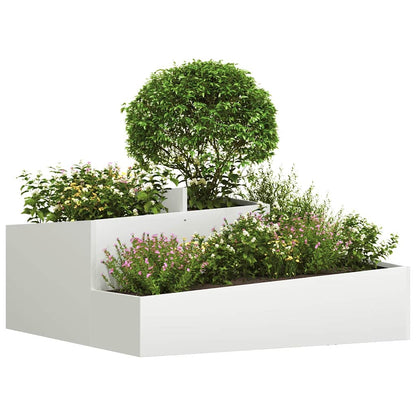Tuin Bloempot Wit 100 x 100 x 50 cm Koudgewalst staal