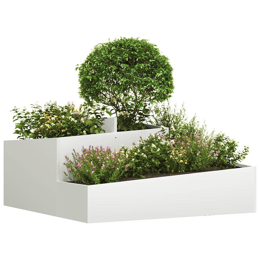 Tuin Bloempot Wit 100 x 100 x 50 cm Koudgewalst staal