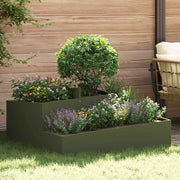 Bloempot 100x100x50 cm koudgewalst staal olijfgroen