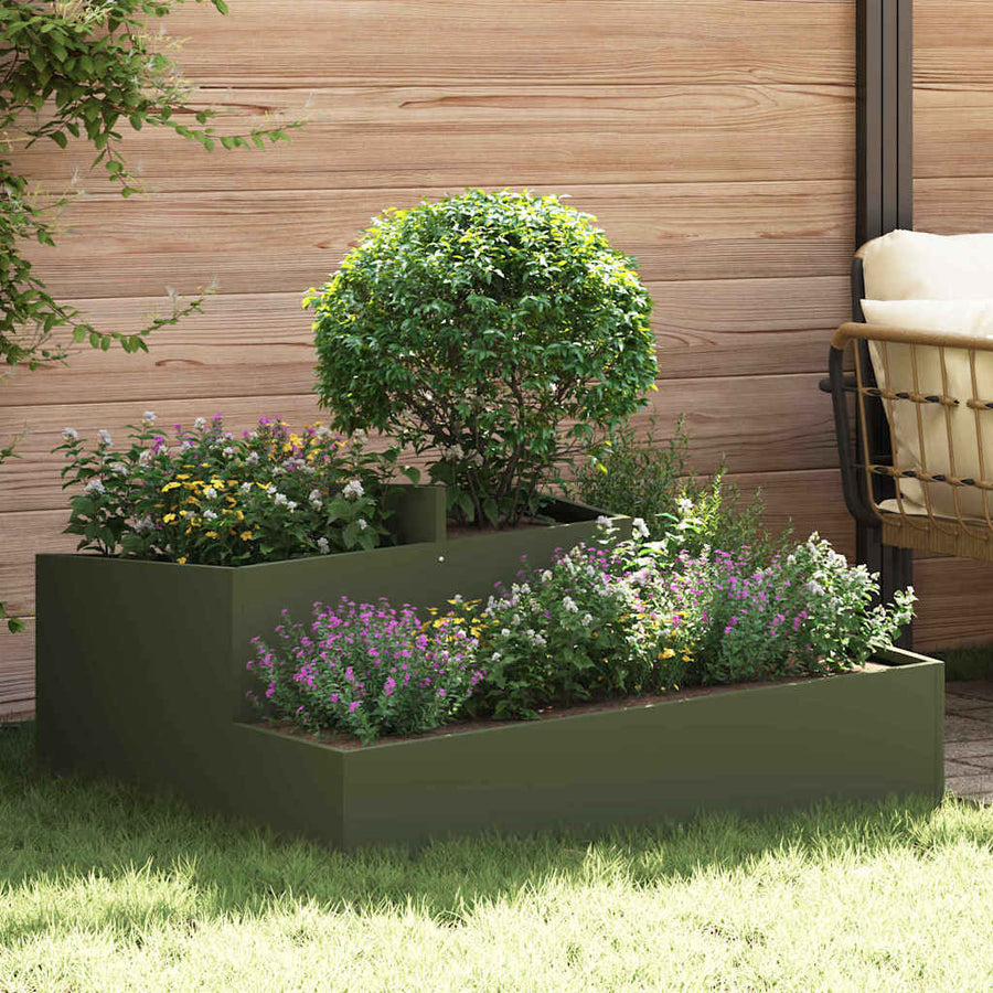 Tuin Bloempot Olijf Groen 100 x 100 x 50 cm Koudgewalst staal