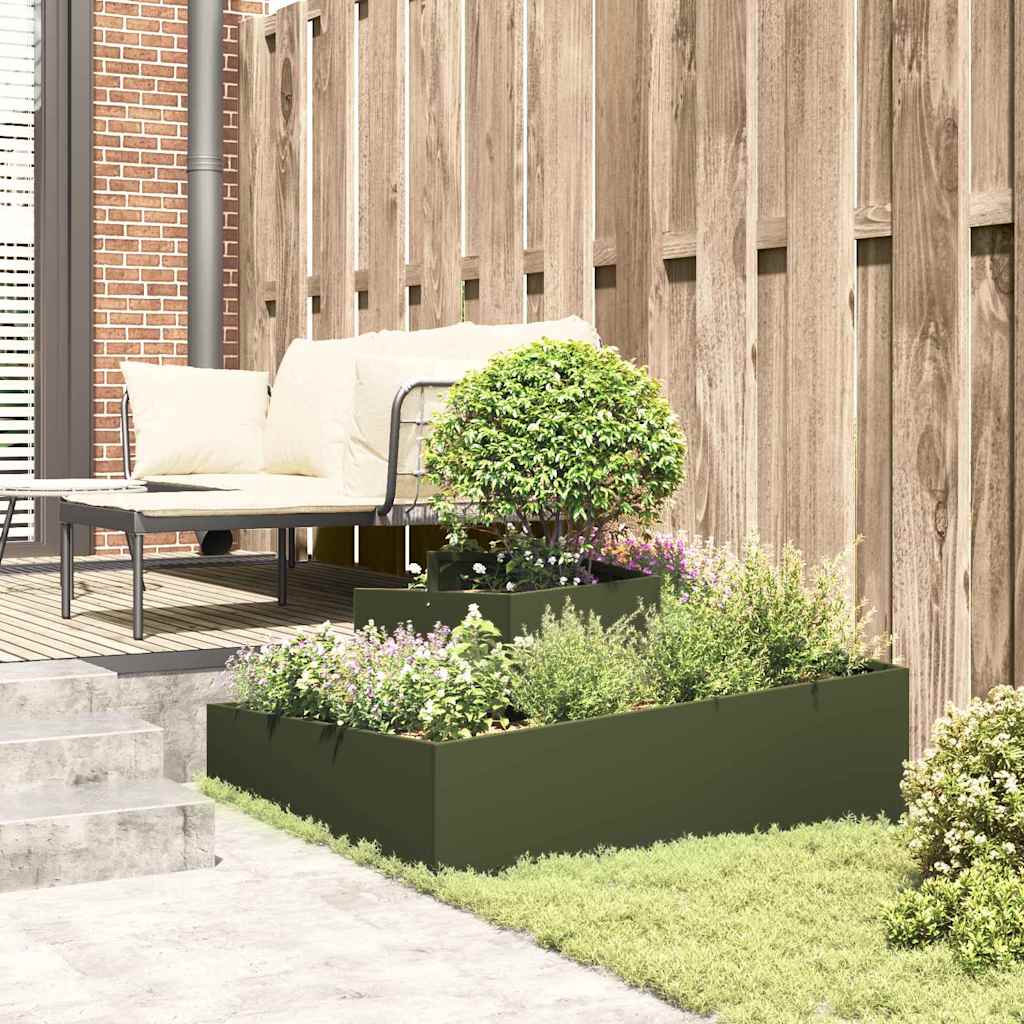 Tuin Bloempot Olijf Groen 100 x 100 x 50 cm Koudgewalst staal