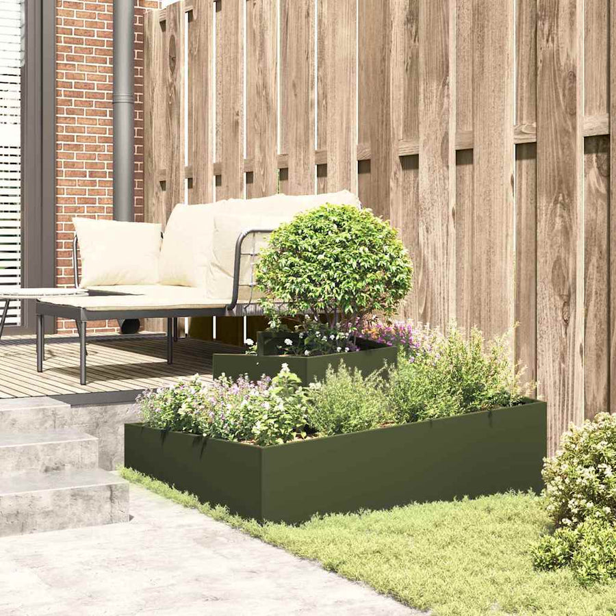 Tuin Bloempot Olijf Groen 100 x 100 x 50 cm Koudgewalst staal