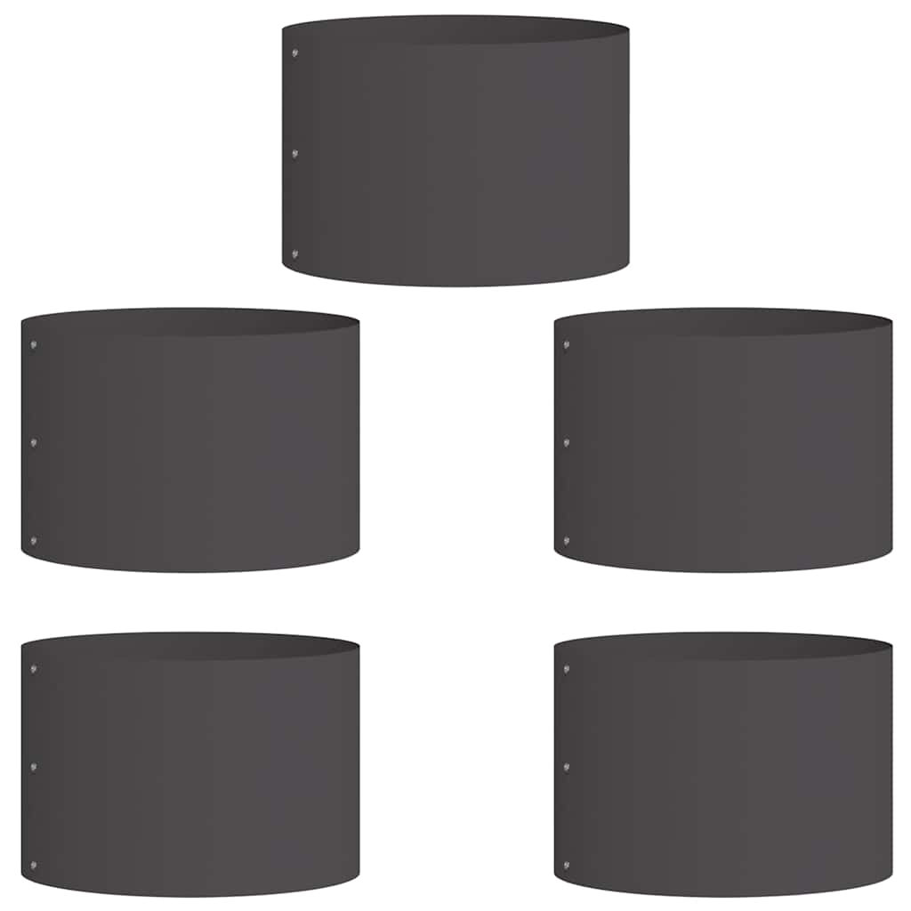 Plantenring 5 pcs Zwart 30 x 30 x 20 cm Koudgewalst staal
