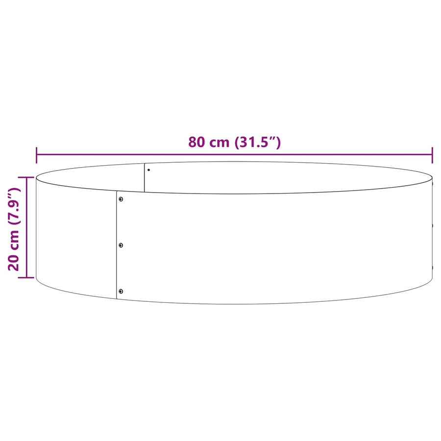 Plantenring Bruin 80 x 80 x 20 cm Cortenstaal