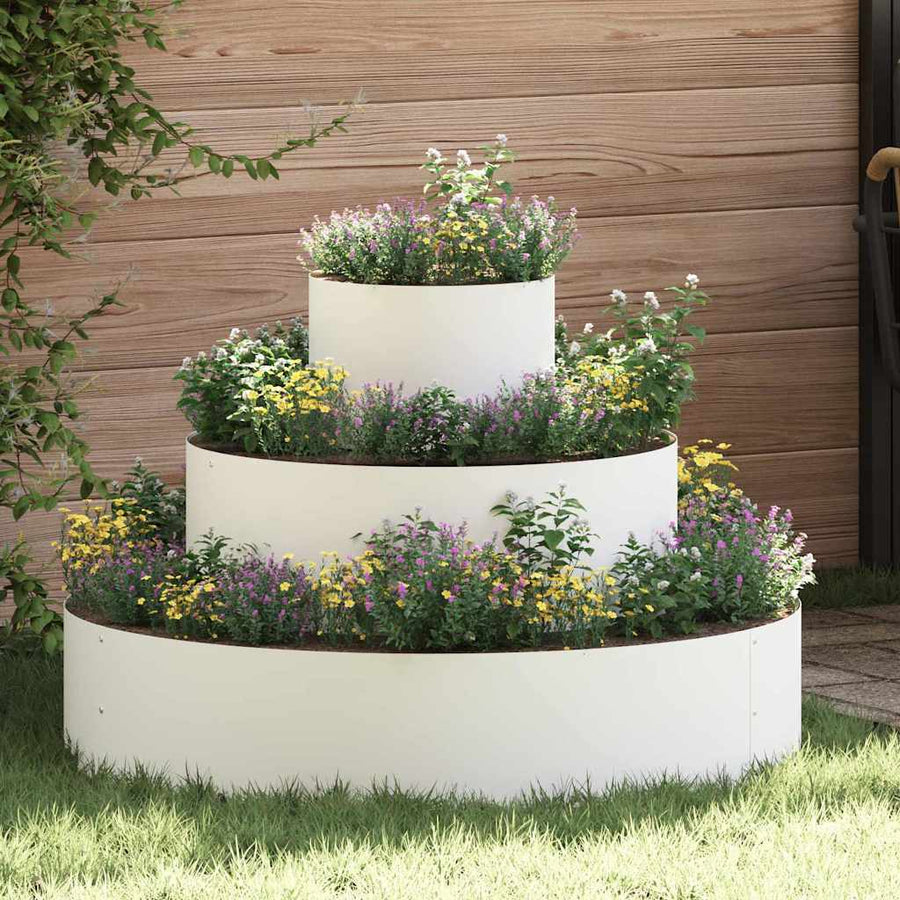 Tuin Bloempot Wit 90 x 90 x 20 cm Koudgewalst staal