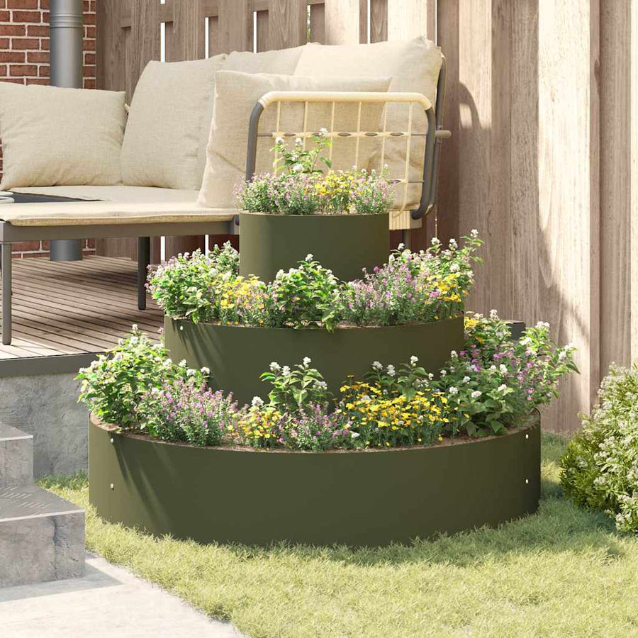 Tuin Bloempot Olijf Groen 90 x 90 x 20 cm Koudgewalst staal