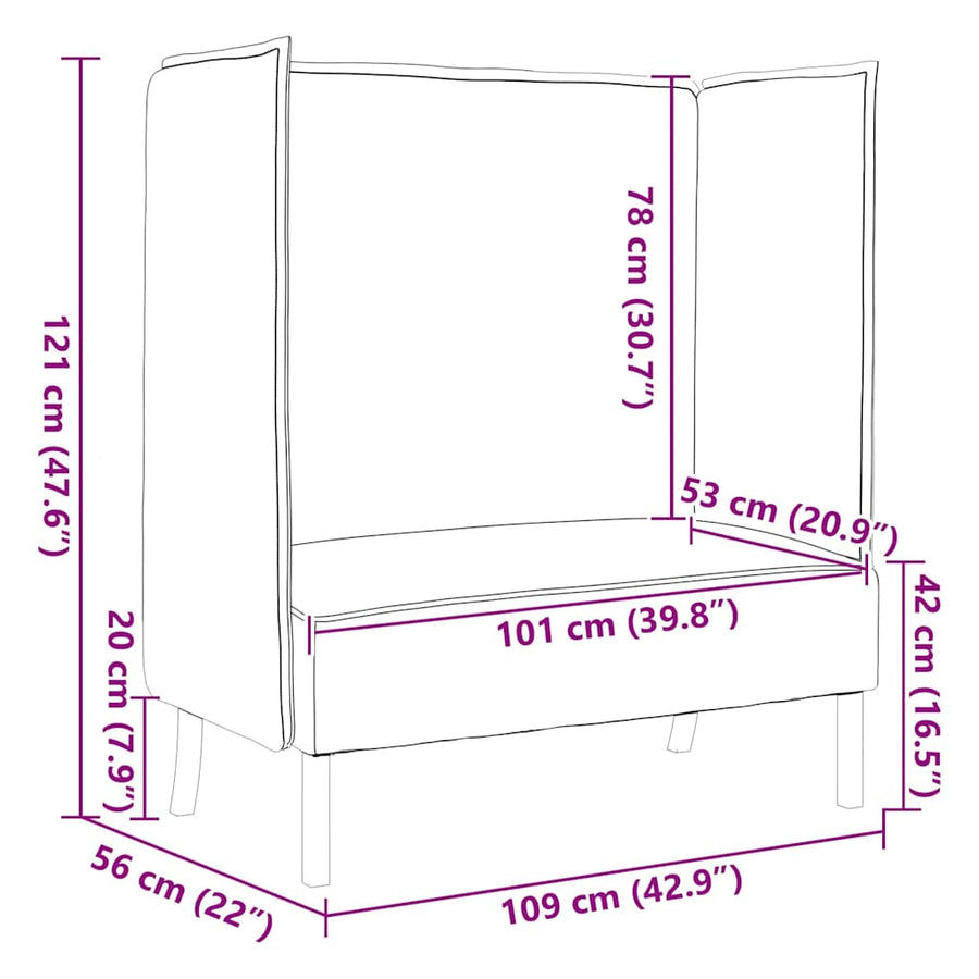Hoge Rug Bank 109 X 56 X 121 Cm Stof Wijnrood