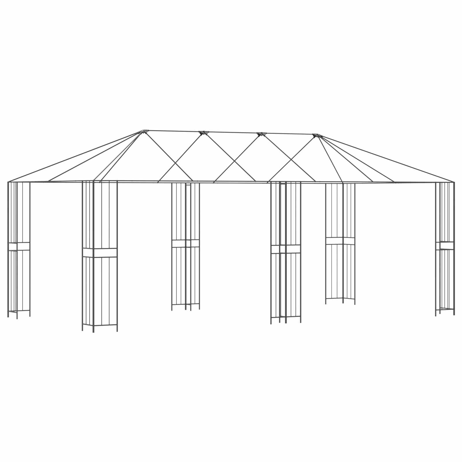 Gazebo Frame 6 x 3 m Zwart Staal