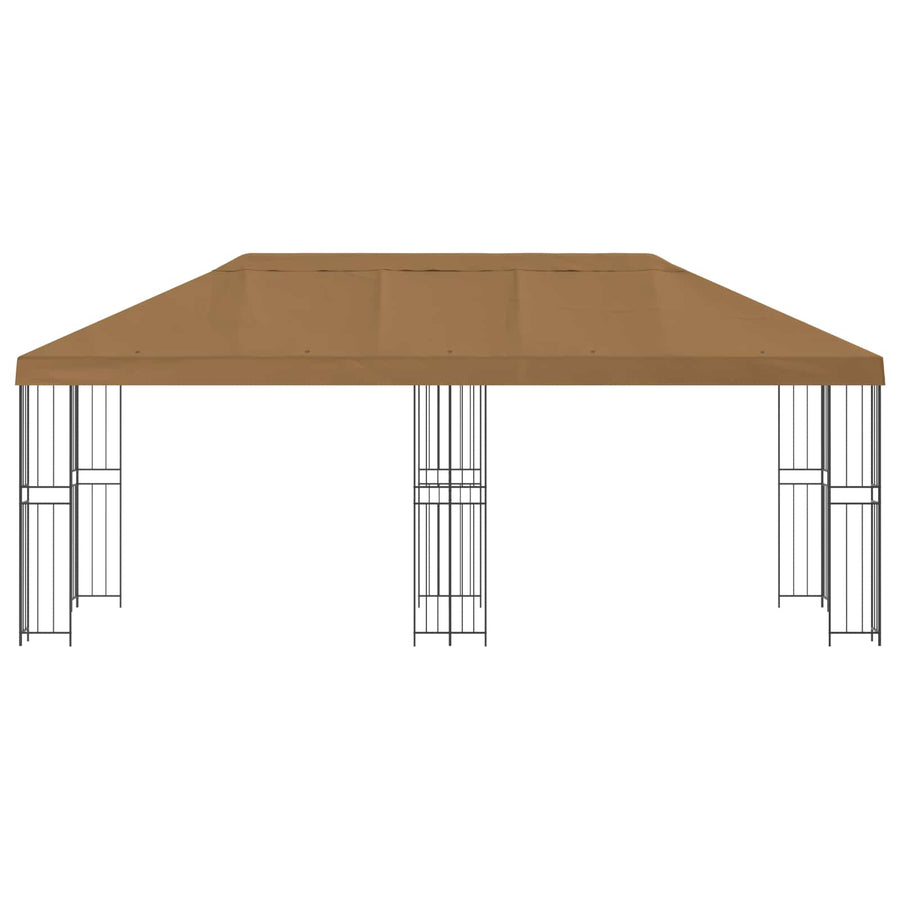 Paviljoen met zijwanden 6 x 3 m Beige Polyester en staal 190