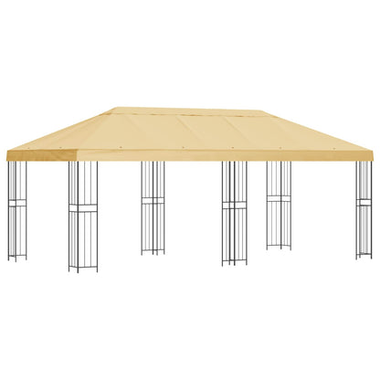 Paviljoen met zijwanden 6 x 3 m Crèmekleurig Polyester en staal