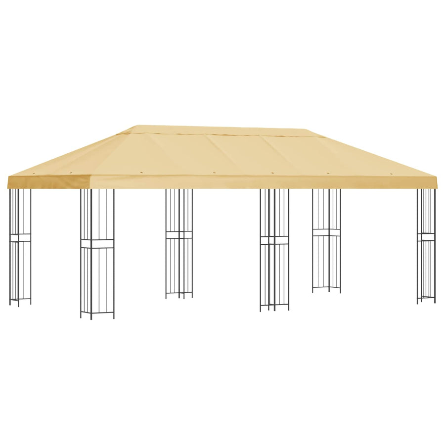 Paviljoen met zijwanden 6 x 3 m Crèmekleurig Polyester en staal