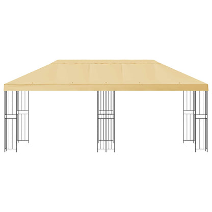Paviljoen met zijwanden 6 x 3 m Crèmekleurig Polyester en staal