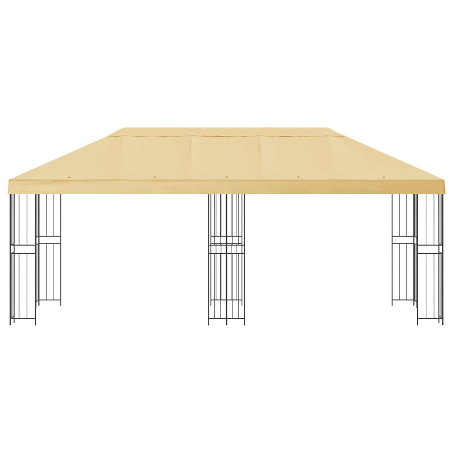 Paviljoen met zijwanden 6 x 3 m Crèmekleurig Polyester en staal
