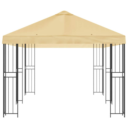 Paviljoen met zijwanden 6 x 3 m Crèmekleurig Polyester en staal