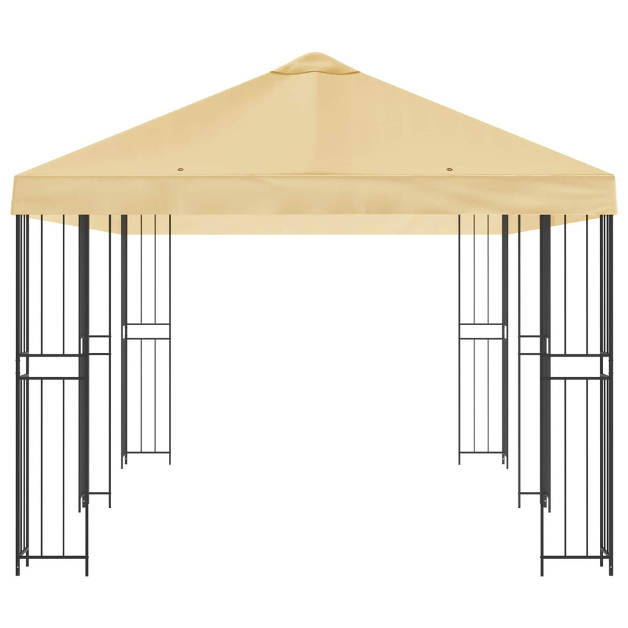 Paviljoen met zijwanden 6 x 3 m Crèmekleurig Polyester en staal