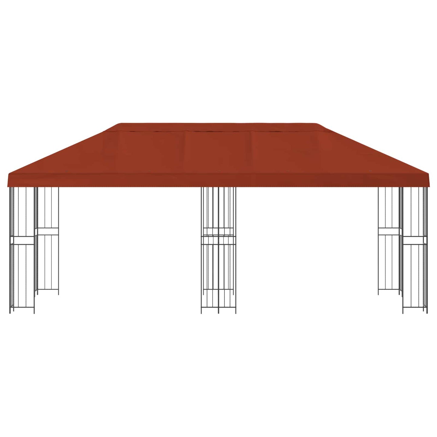 Paviljoen met zijwanden 6 x 3 m Terracotta Polyester en staal