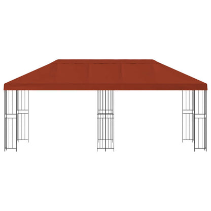 Paviljoen met zijwanden 6 x 3 m Terracotta Polyester en staal