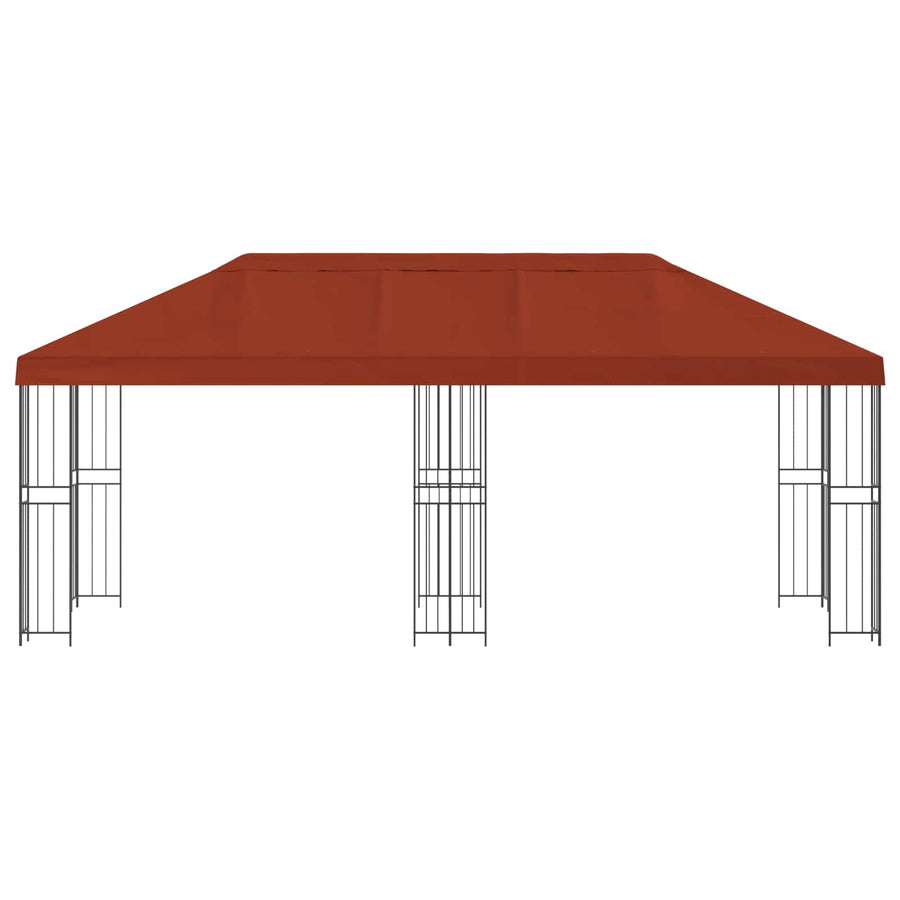 Paviljoen met zijwanden 6 x 3 m Terracotta Polyester en staal