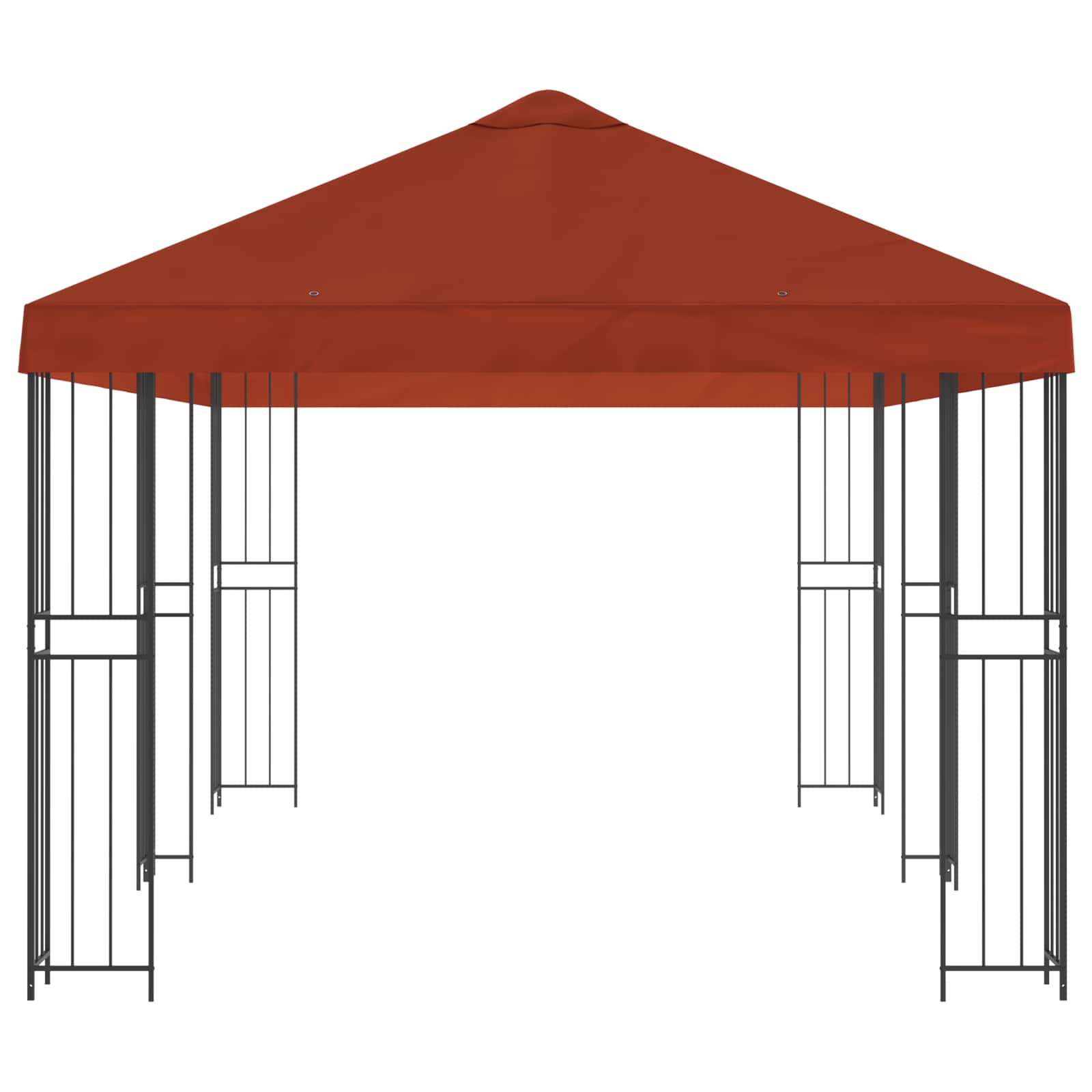 Paviljoen met zijwanden 6 x 3 m Terracotta Polyester en staal