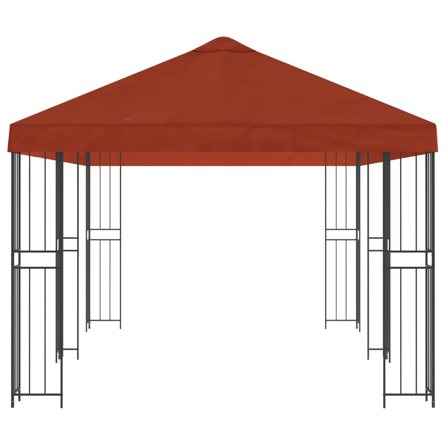 Paviljoen met zijwanden 6 x 3 m Terracotta Polyester en staal