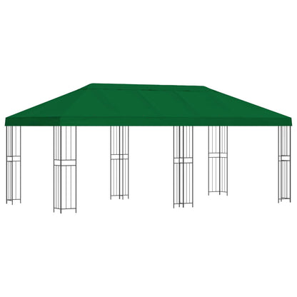 Paviljoen met zijwanden 6 x 3 m Groen Polyester en staal 190