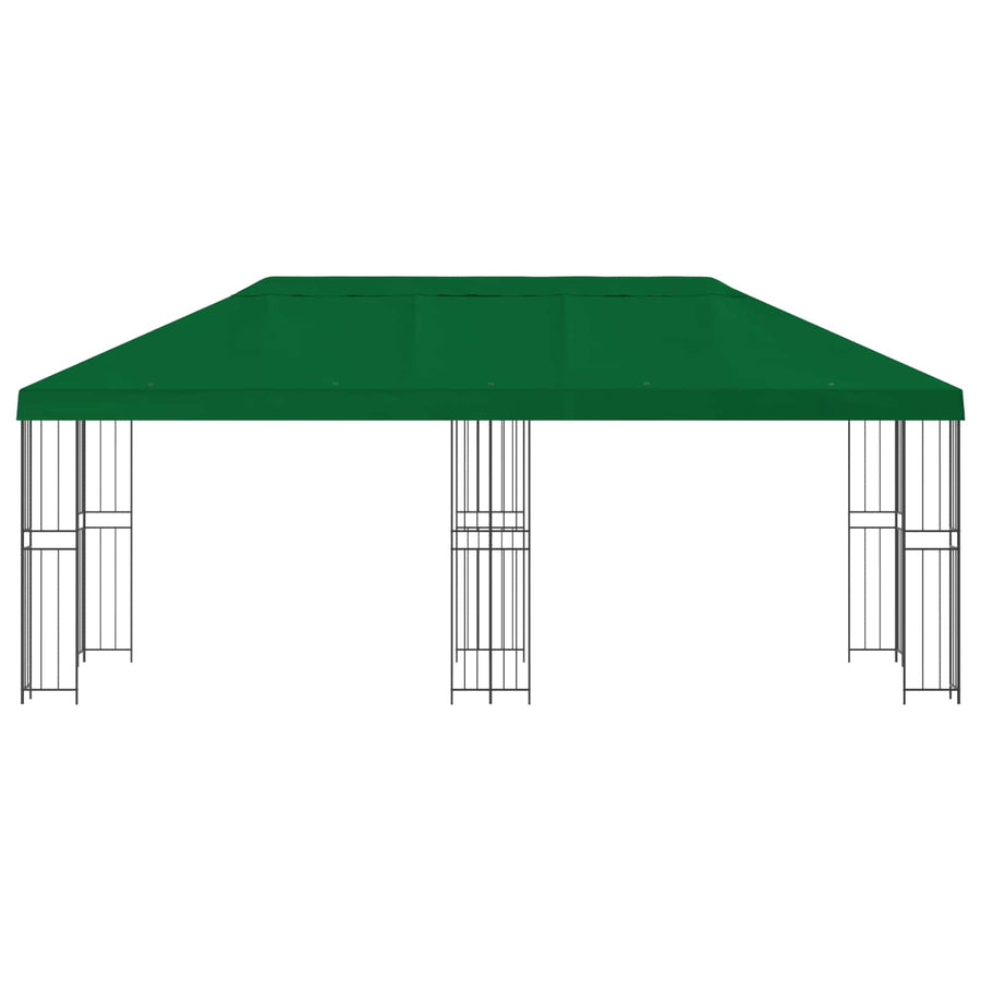 Paviljoen met zijwanden 6 x 3 m Groen Polyester en staal 190