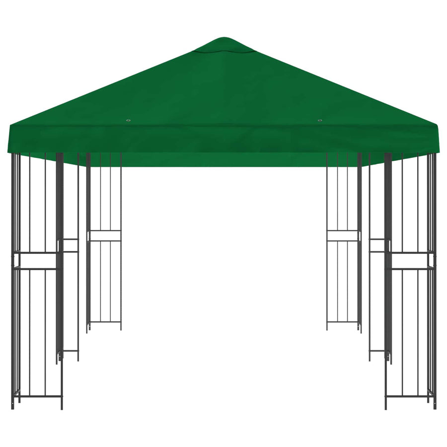 Paviljoen met zijwanden 6 x 3 m Groen Polyester en staal 190