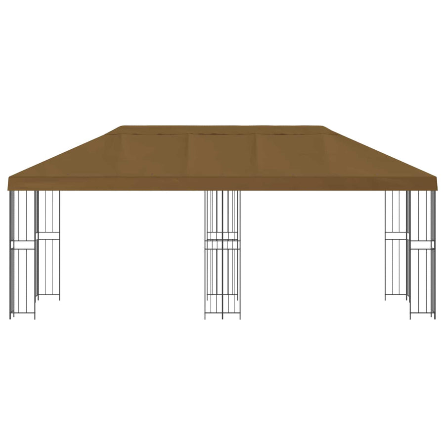 Paviljoen met zijwanden 6 x 3 m Taupe Polyester en staal 190