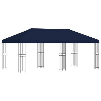 Paviljoen met zijwanden 6 x 3 m Blauw Polyester en staal 190