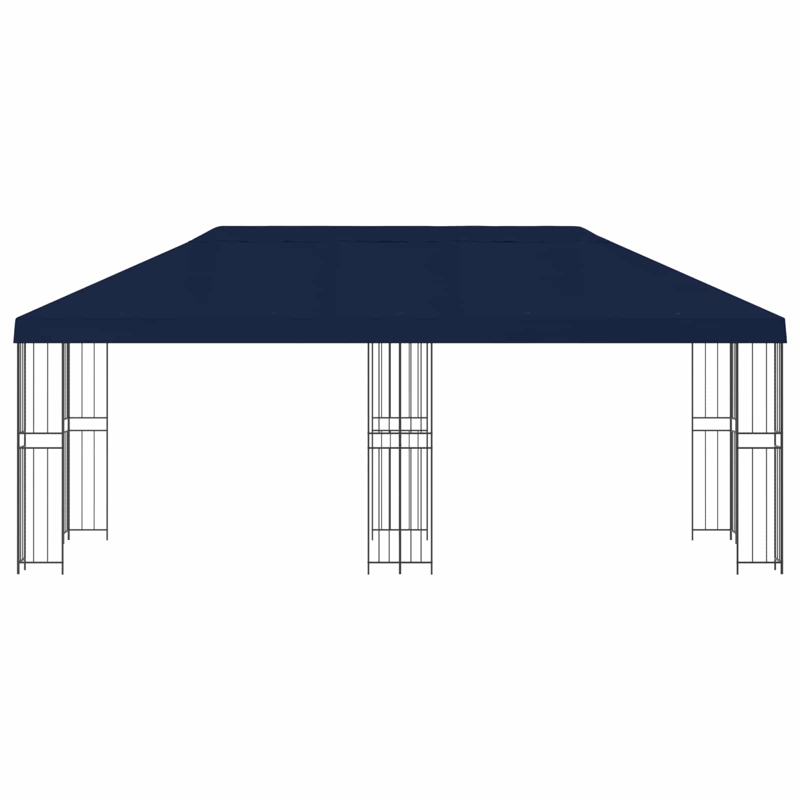 Paviljoen met zijwanden 6 x 3 m Blauw Polyester en staal 190