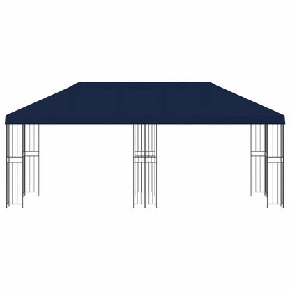 Paviljoen met zijwanden 6 x 3 m Blauw Polyester en staal 190
