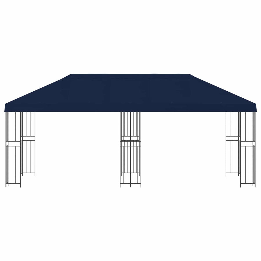Paviljoen met zijwanden 6 x 3 m Blauw Polyester en staal 190