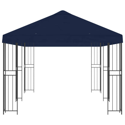 Paviljoen met zijwanden 6 x 3 m Blauw Polyester en staal 190