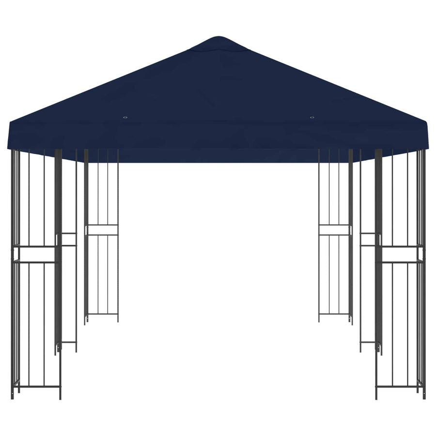 Paviljoen met zijwanden 6 x 3 m Blauw Polyester en staal 190