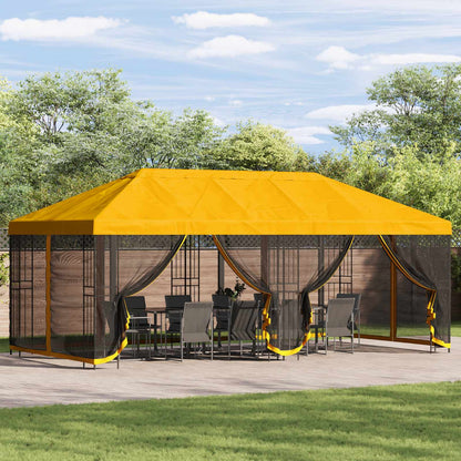 Paviljoen met zijwanden 6 x 3 m Geel Polyester en staal 190