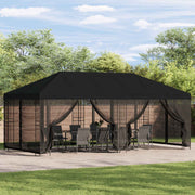 Paviljoen 6x3 m zwart polyester staal 190 gsm
