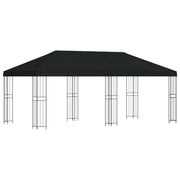Pavilion with side walls 6 x 3 m Black Polyester and steel 190