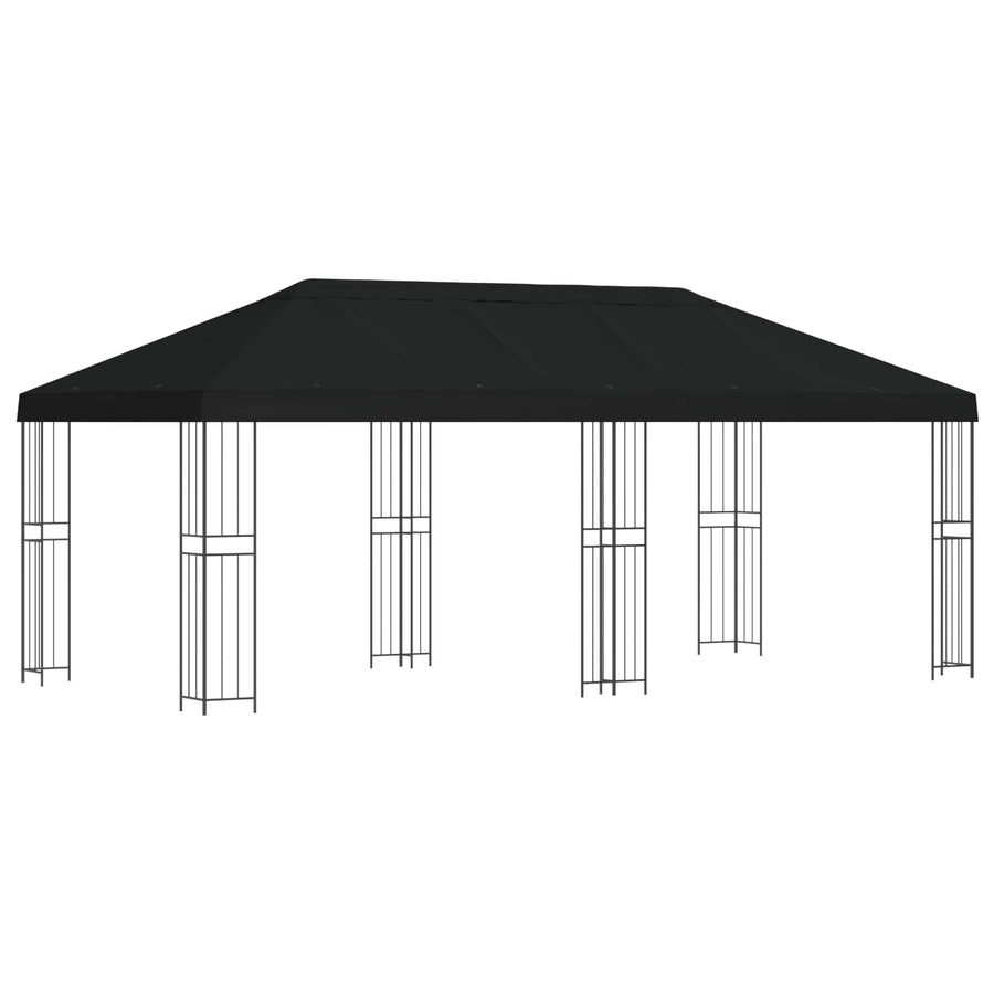 Paviljoen met zijwanden 6 x 3 m Zwart Polyester en staal 190