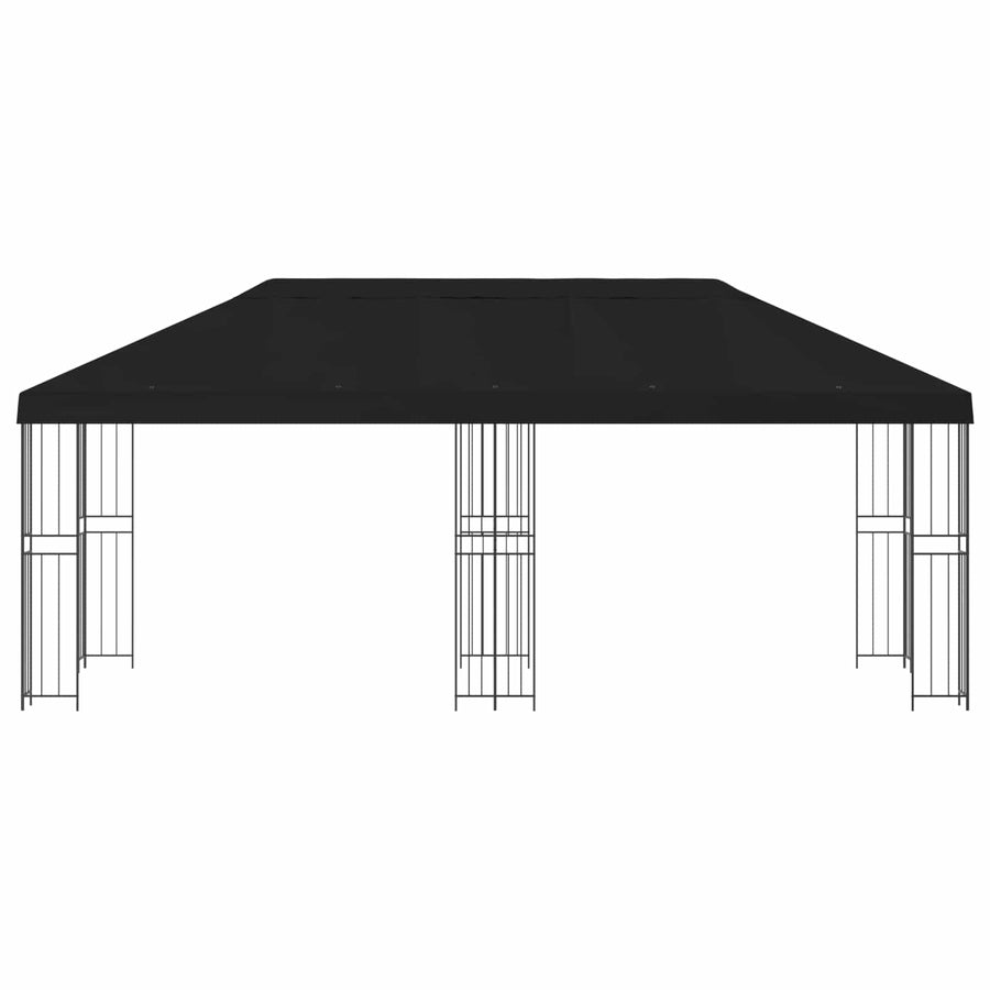 Paviljoen met zijwanden 6 x 3 m Zwart Polyester en staal 190
