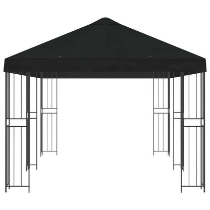 Paviljoen met zijwanden 6 x 3 m Zwart Polyester en staal 190