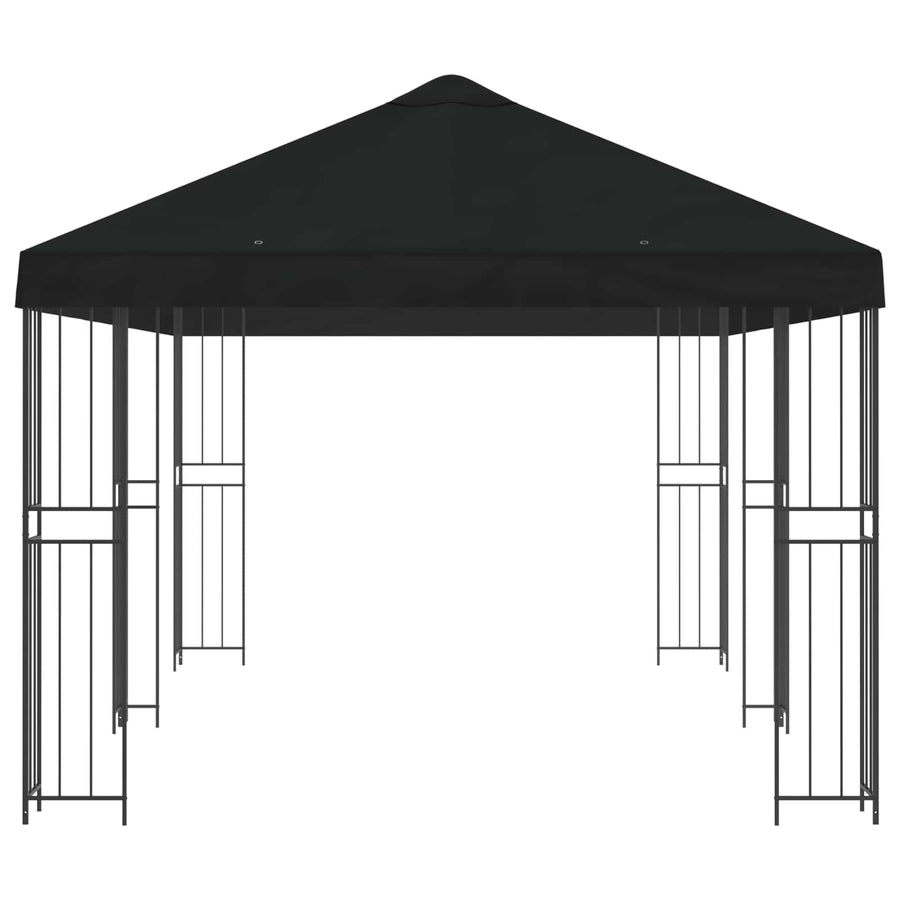 Paviljoen met zijwanden 6 x 3 m Zwart Polyester en staal 190