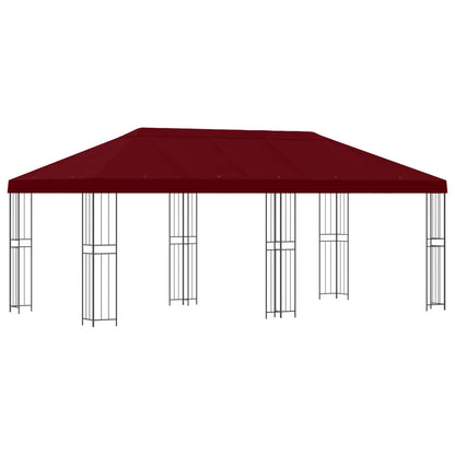 Paviljoen met zijwanden 6 x 3 m Bordeauxrood Polyester en staal