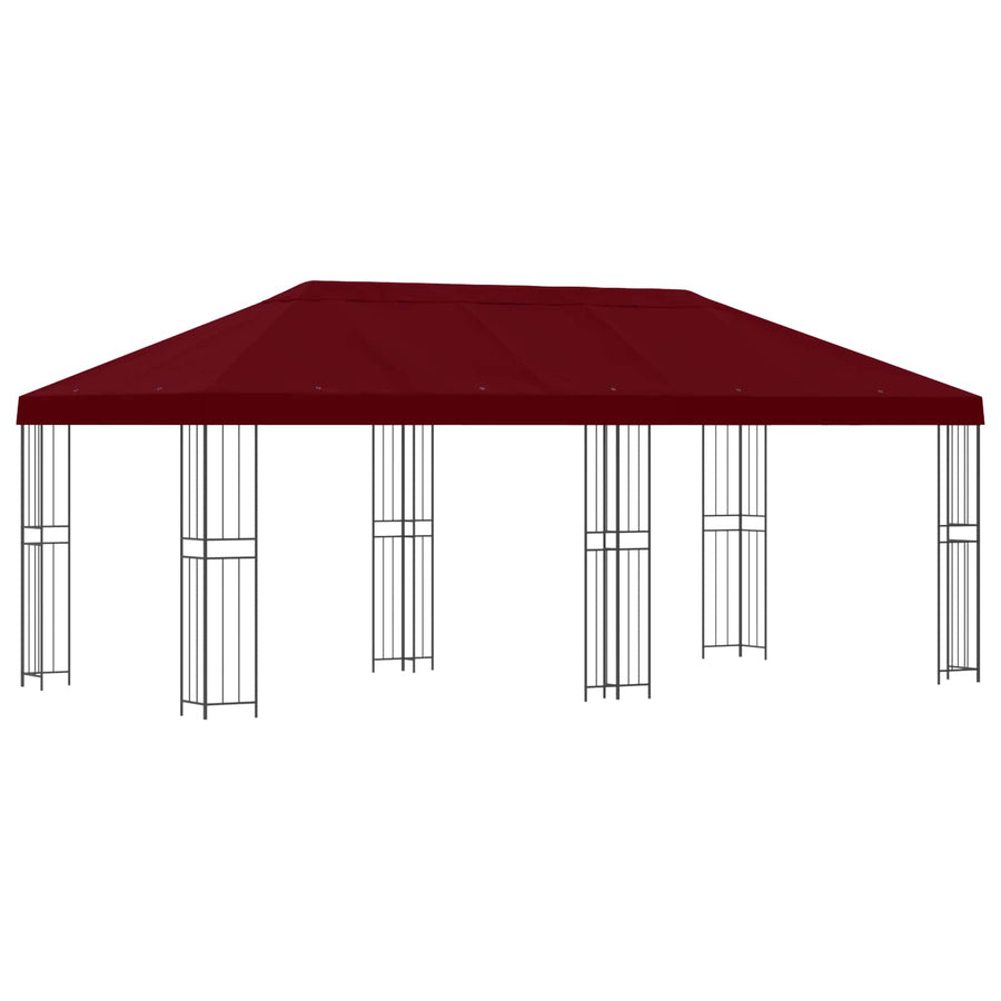 Paviljoen met zijwanden 6 x 3 m Bordeauxrood Polyester en staal