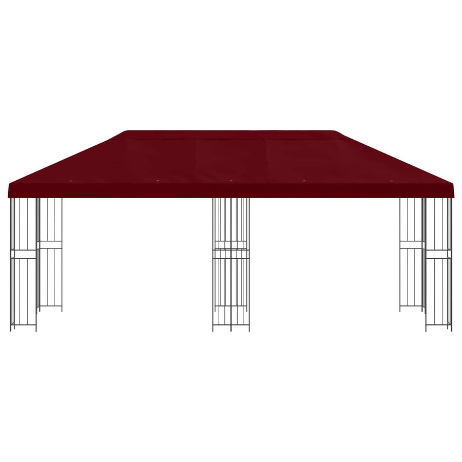 Paviljoen met zijwanden 6 x 3 m Bordeauxrood Polyester en staal