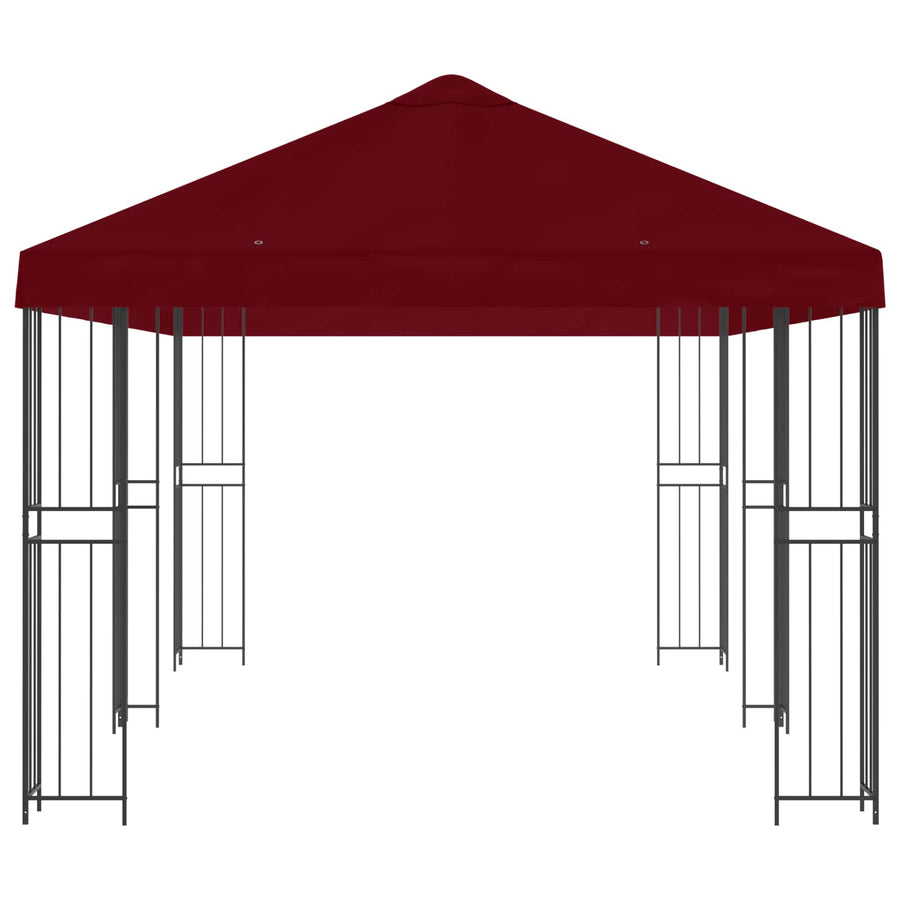 Paviljoen met zijwanden 6 x 3 m Bordeauxrood Polyester en staal