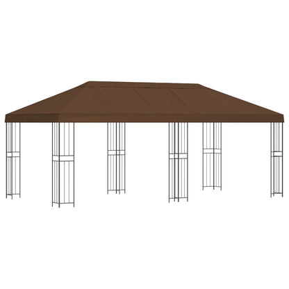 Paviljoen met zijwanden 6 x 3 m Bruin Polyester en staal 190