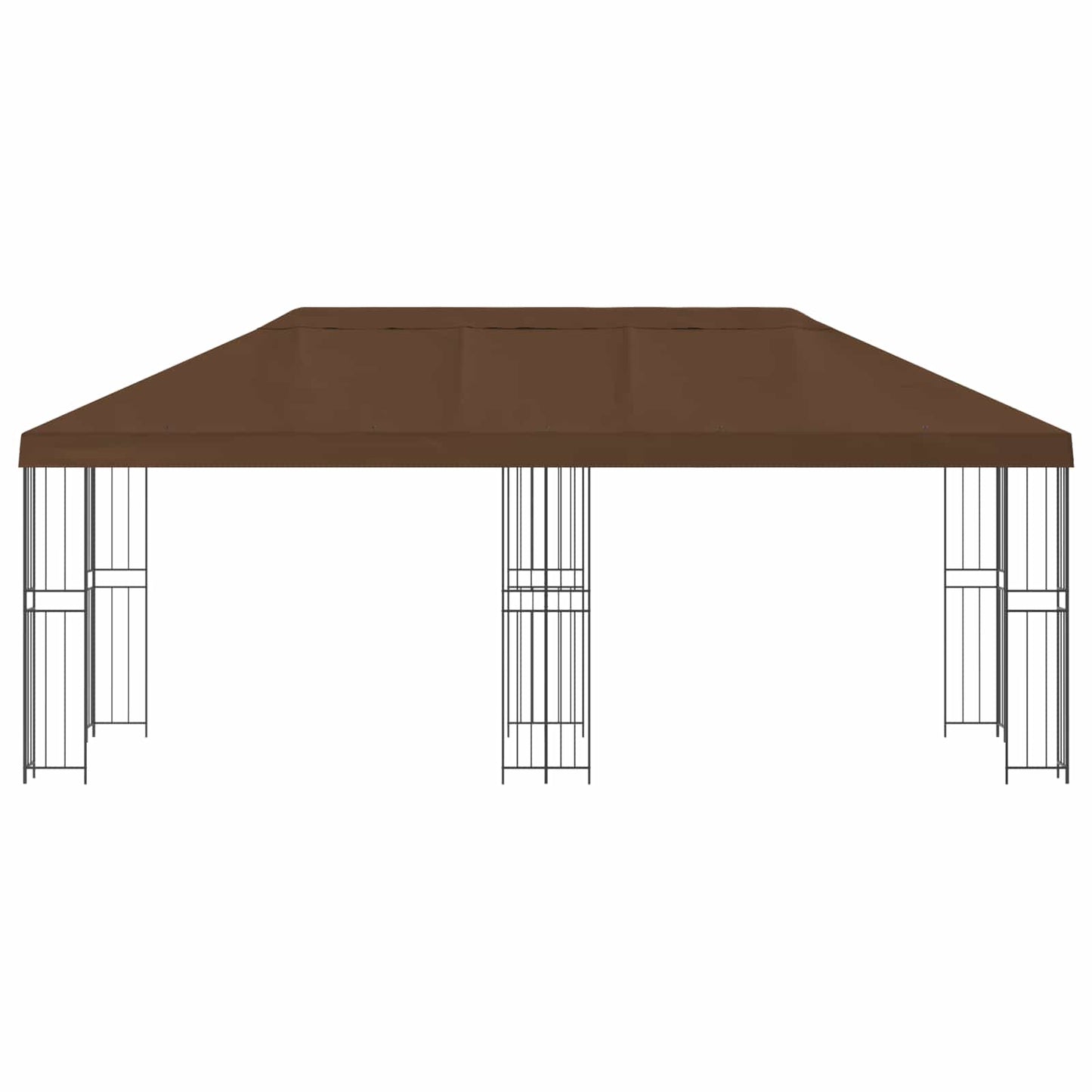 Paviljoen met zijwanden 6 x 3 m Bruin Polyester en staal 190
