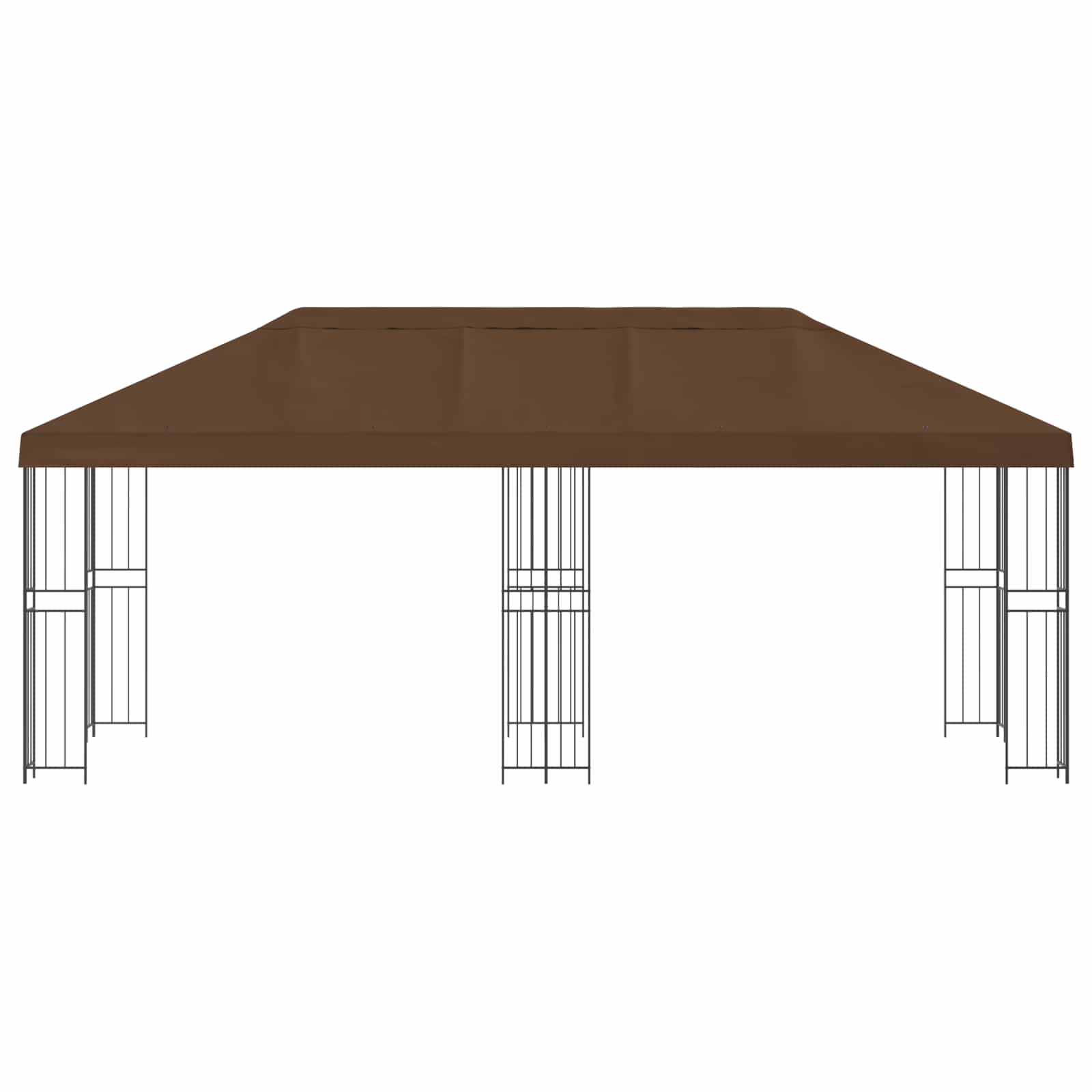 Paviljoen met zijwanden 6 x 3 m Bruin Polyester en staal 190