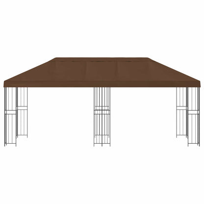 Paviljoen met zijwanden 6 x 3 m Bruin Polyester en staal 190